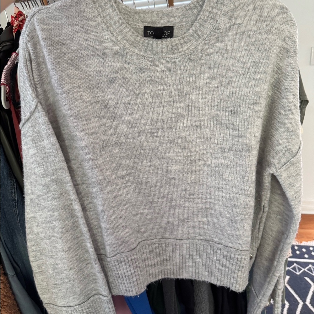 Topshop Light Gray Crew Neck Sweater